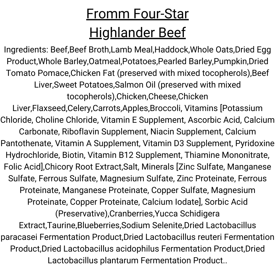 Fromm Four-Star Dog Food - Highlander Beef & Oats