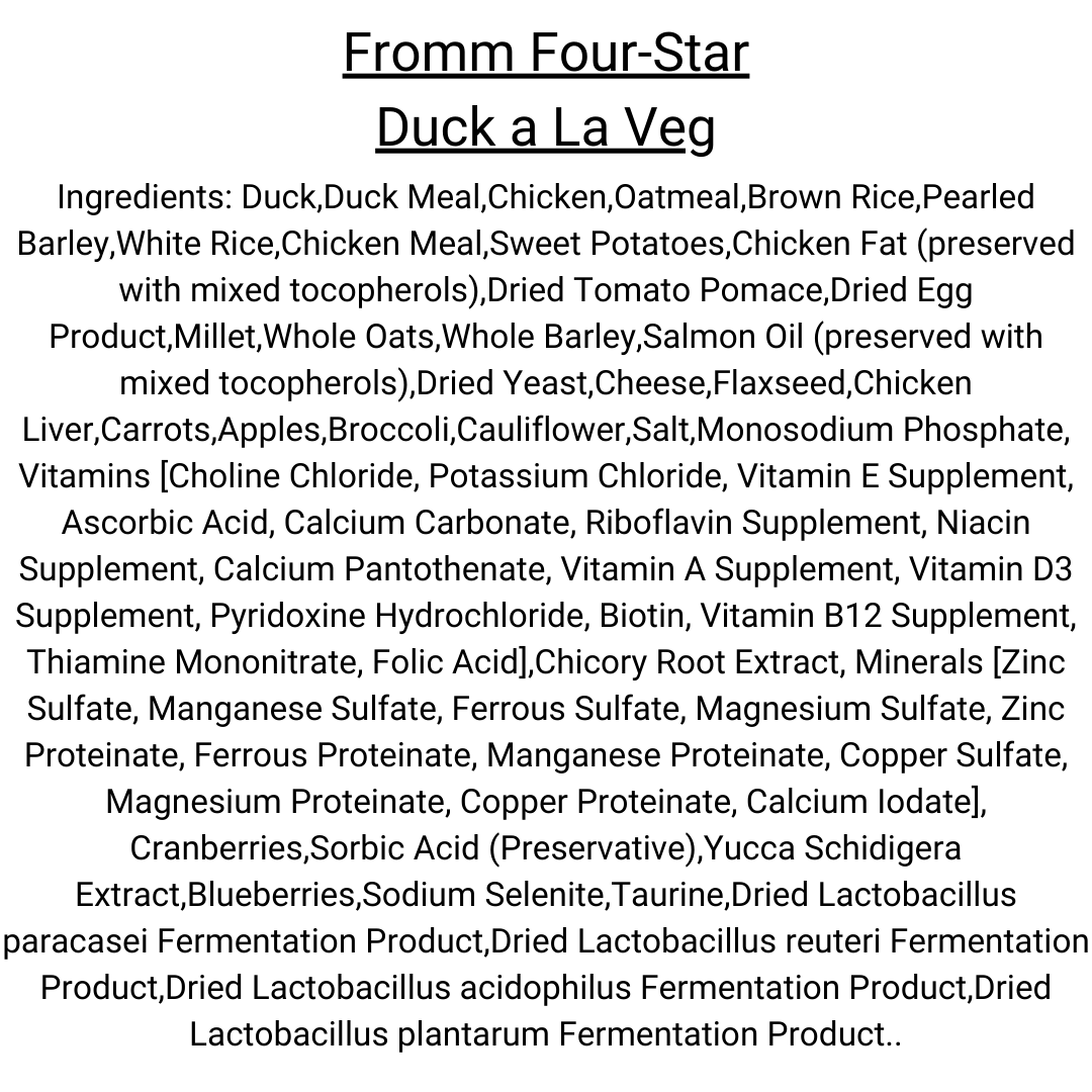 Fromm Four-Star Dog Food - Duck À La Veg