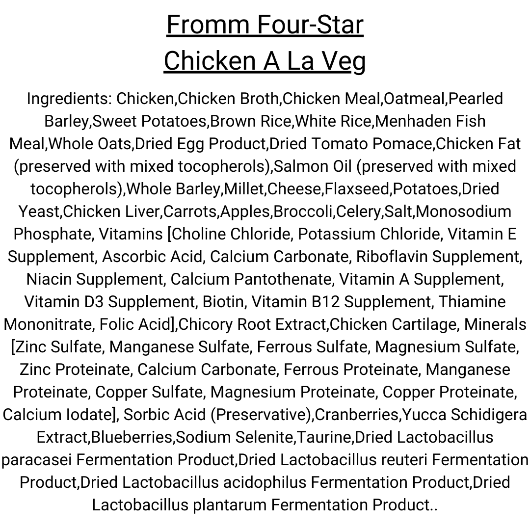 Fromm 4 star hotsell chicken a la veg