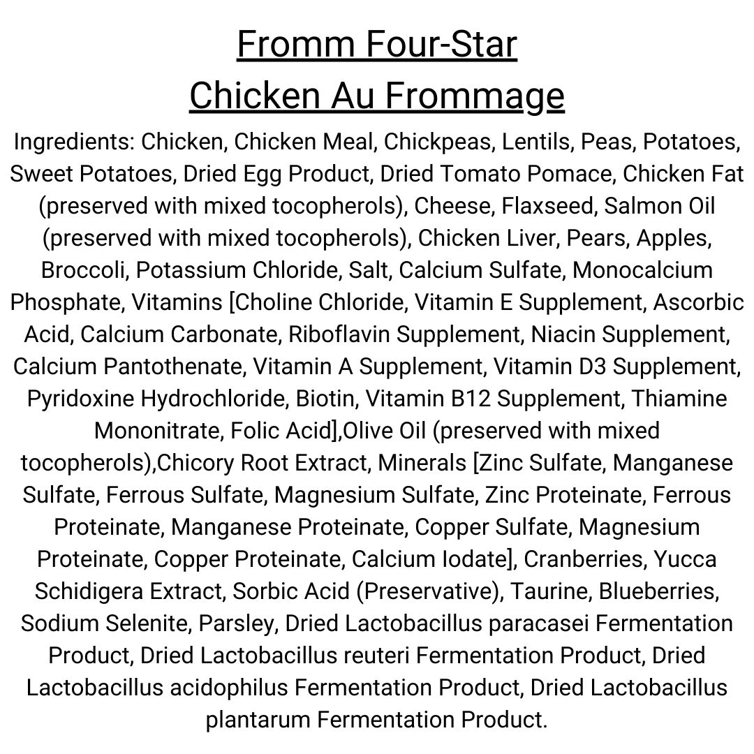 Fromm Four-Star Dog Food - Grain Free Chicken Au Frommage