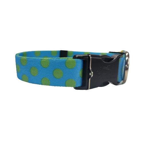 Yellow Dog Design - Blue &amp; Green Polka Dot Collar