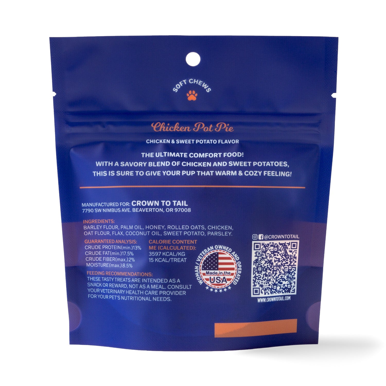Crown to Tail Chicken Pot Pie Soft Chew Dog Treats 6oz