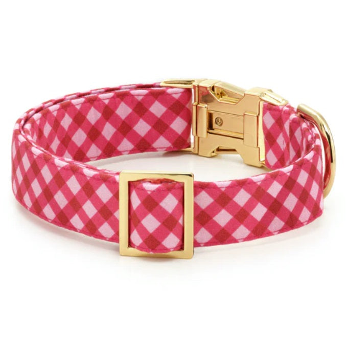 The Foggy Dog - Raspberry Gingham Dog Collar