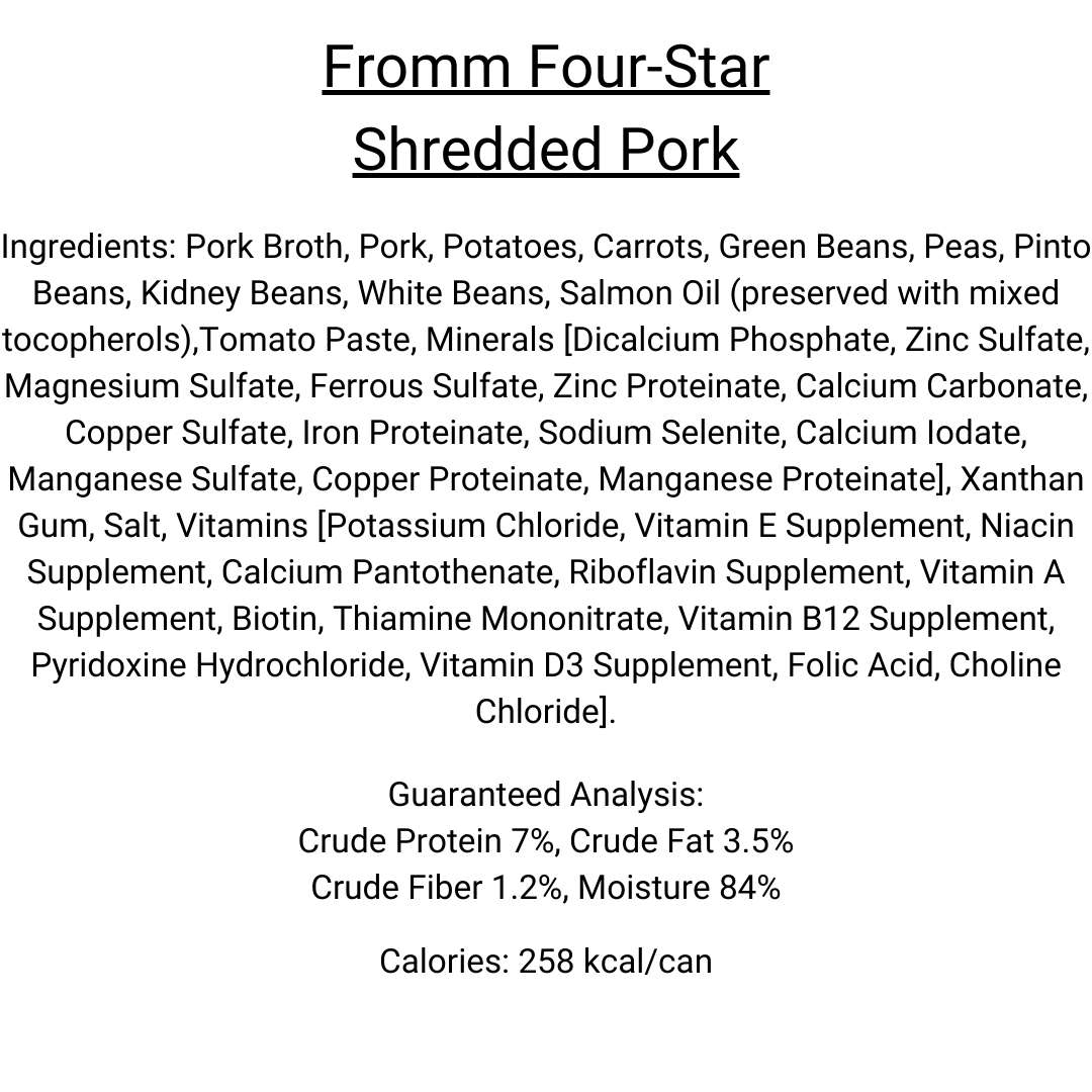 Fromm Four-Star Dog Food - Shredded Pork Entree