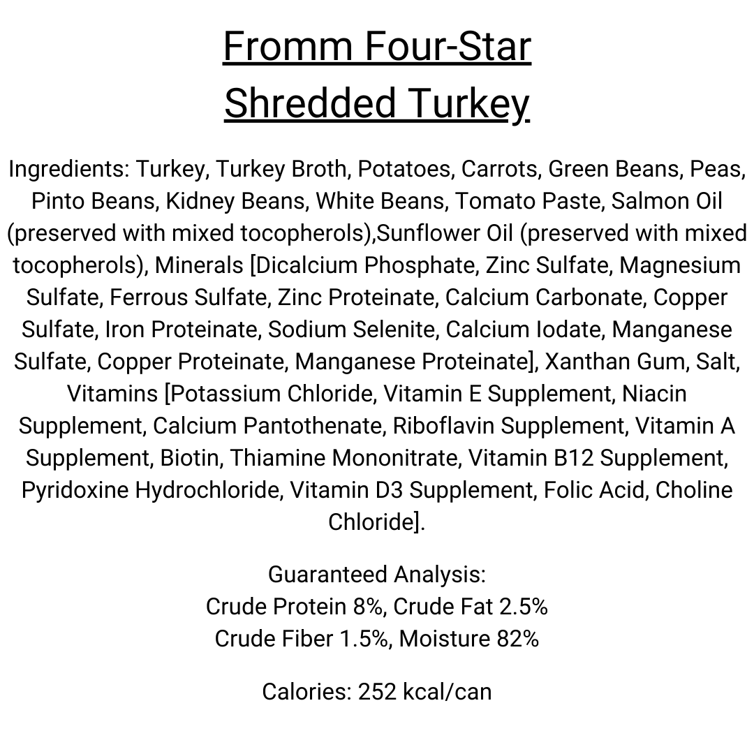 Fromm Four-Star Dog Food - Shredded Turkey Entree