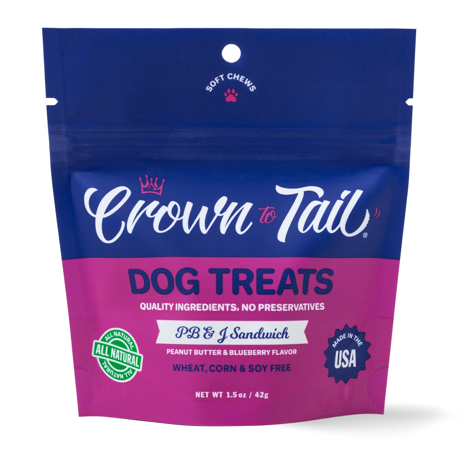 Crown to Tail PB & J Sandwich Soft Chew Dog Treats