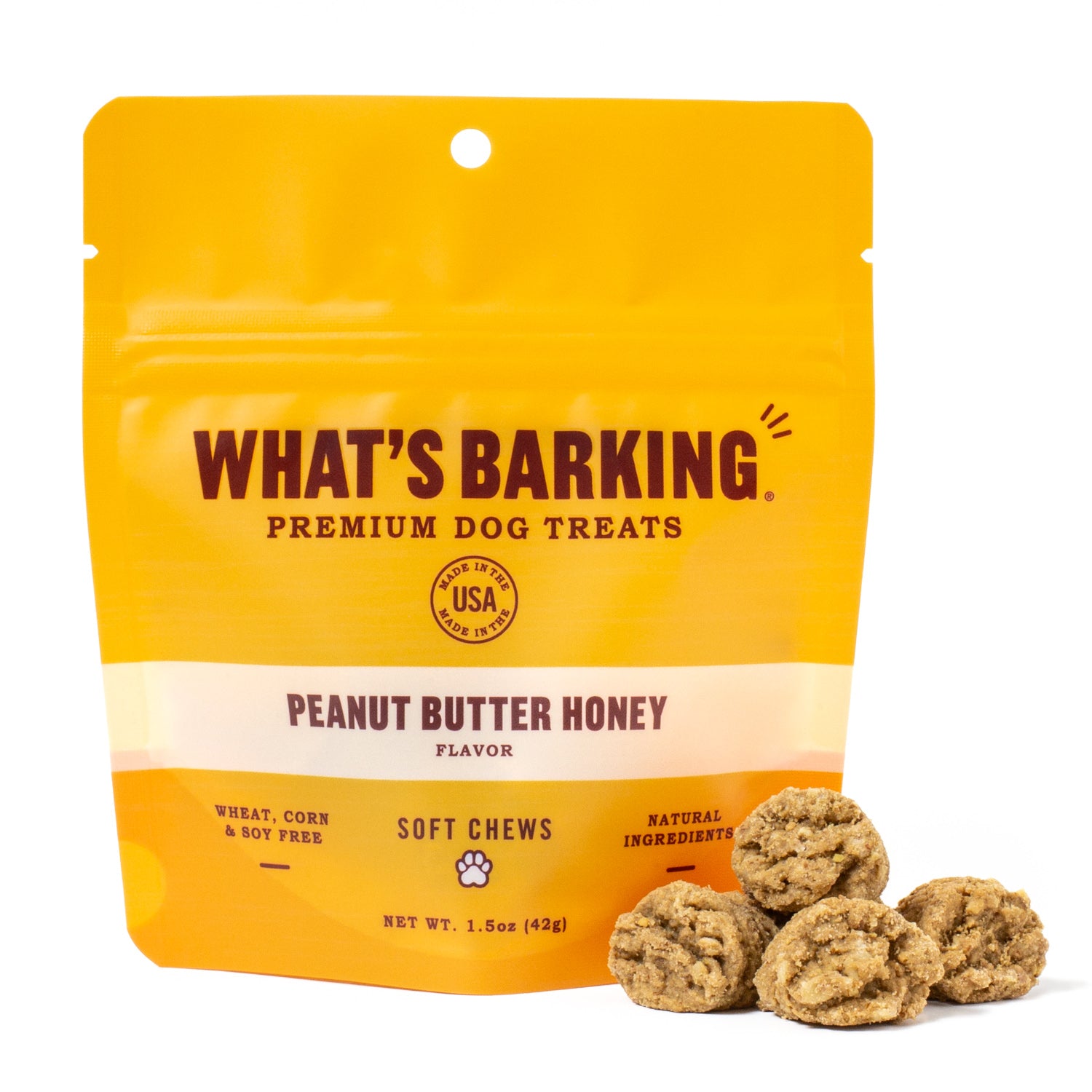 What's Barking - Peanut Butter & Honey Chewy Dog Treats