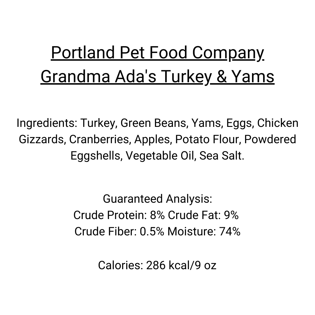 Portland Pet Food - Grandma Ada's Grain Free Turkey N' Yams Meal