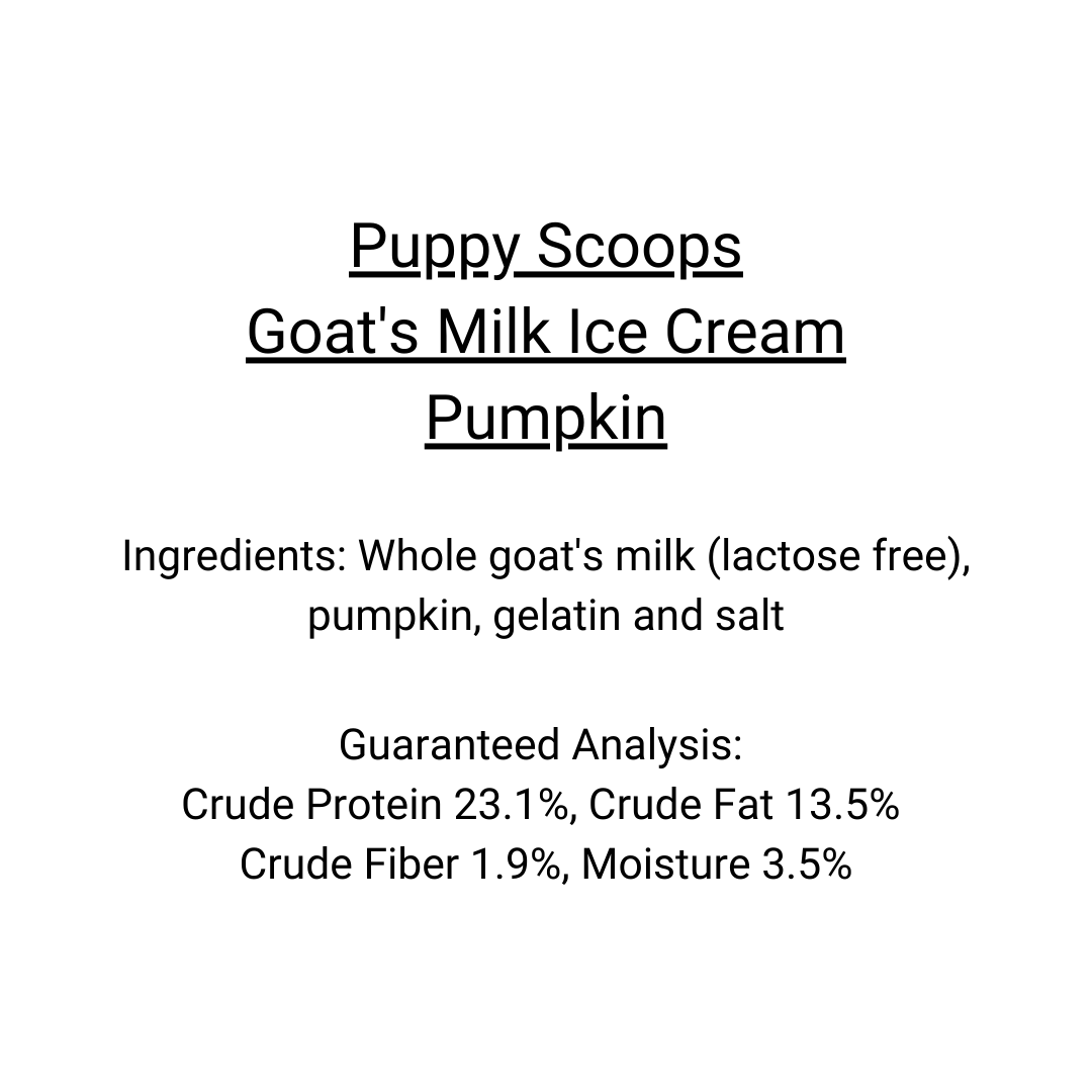 Puppy Scoops - Goat's Milk Pumpkin Ice Cream Mix for Dogs