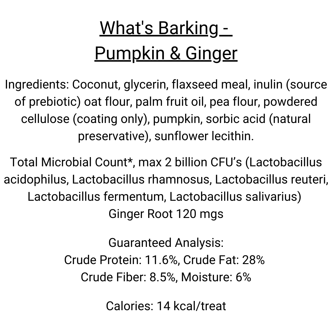 What's Barking - Pumpkin Ginger Soft Chew Dog Treats {with probiotics}