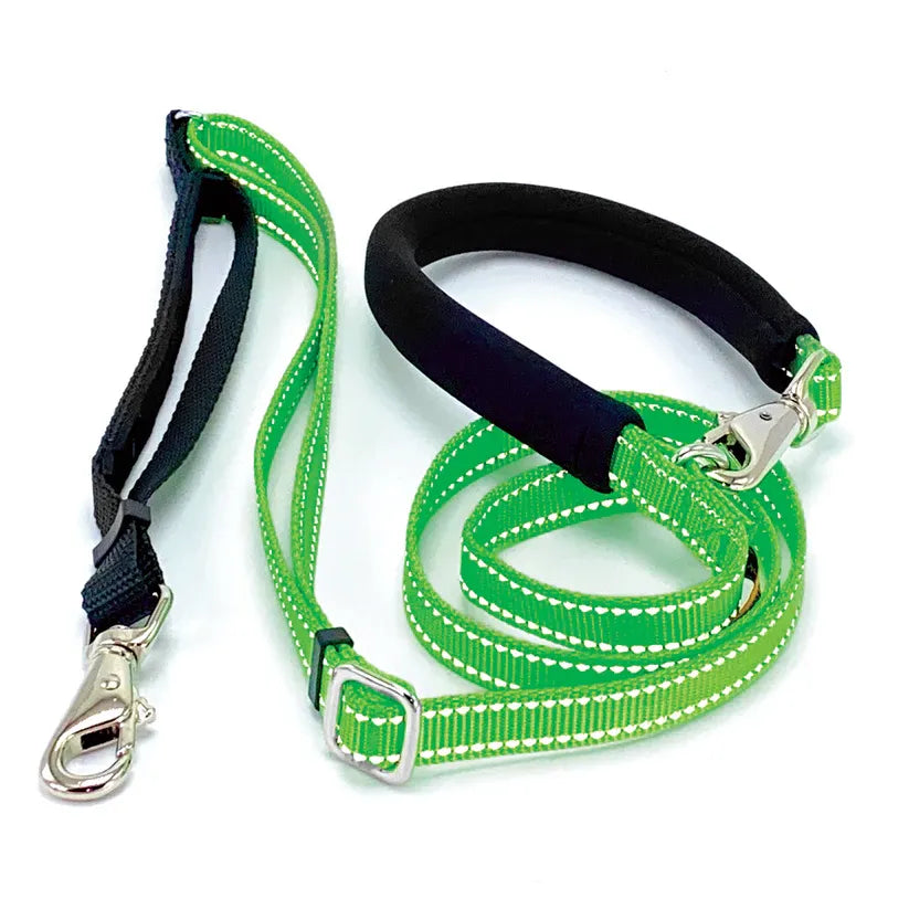 Wonder Walker Reflective Service Leash Black Light Green