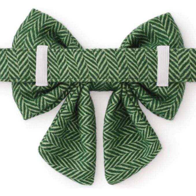 The Foggy Dog - Green Herringbone Flannel Lady Bow Tie