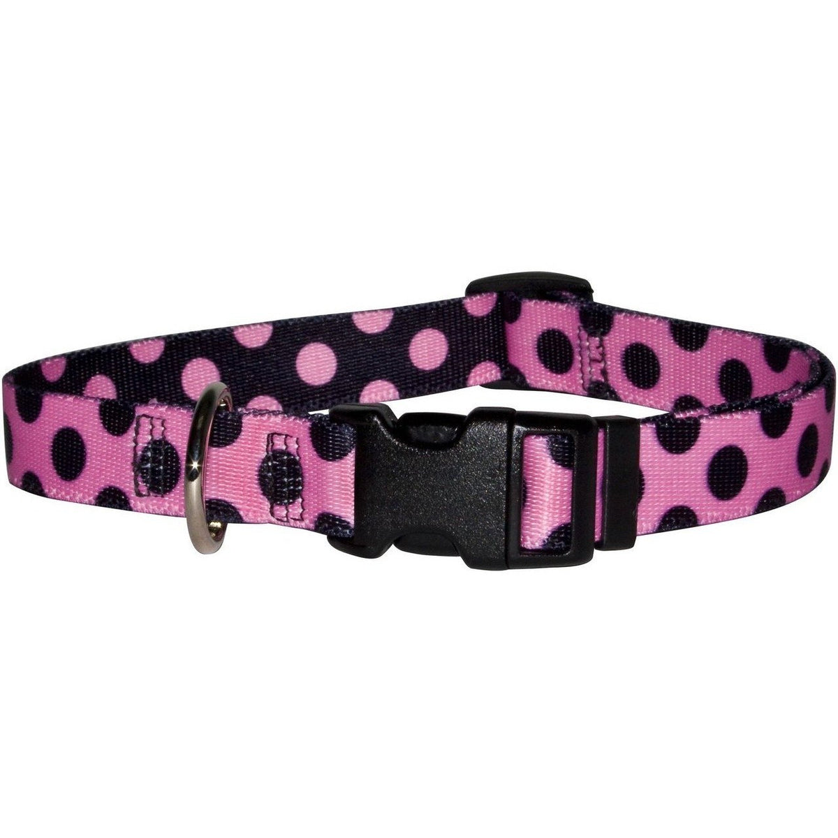 Yellow Dog Design - Pink &amp; Black Polka Dot Collar