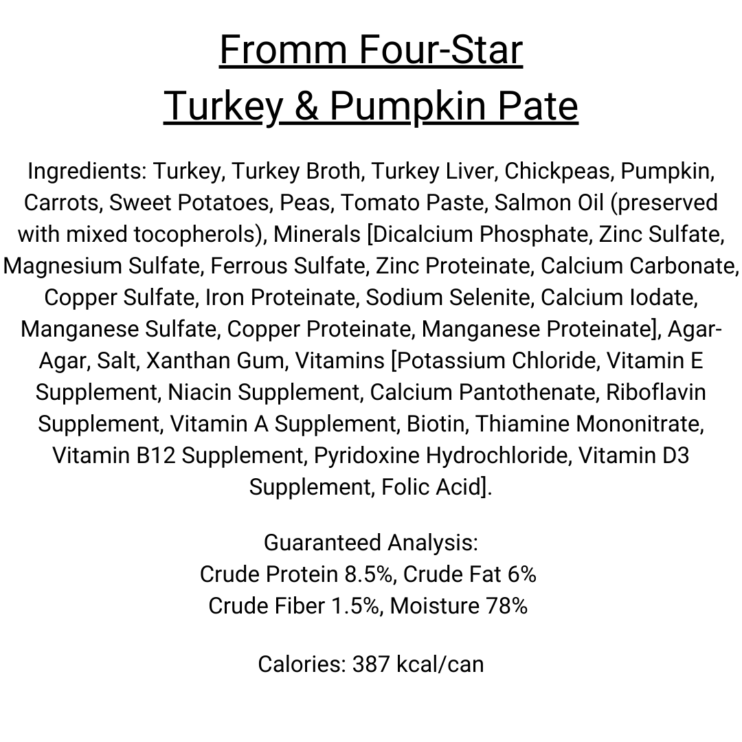 Fromm Dog Food - Grain Free Turkey & Pumpkin Pate