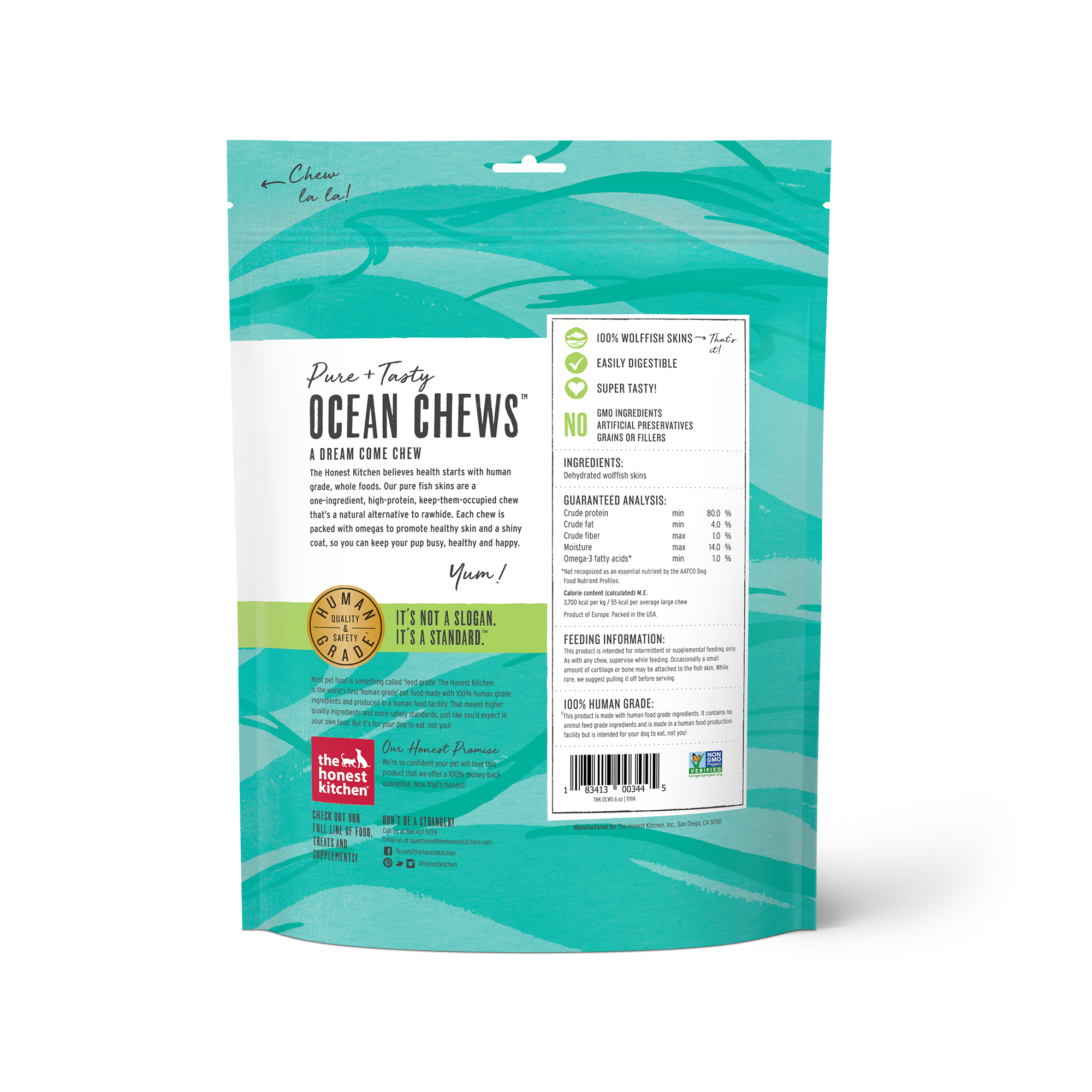 The Honest Kitchen - Ocean Chews Hearty Wolffish Skins 6oz