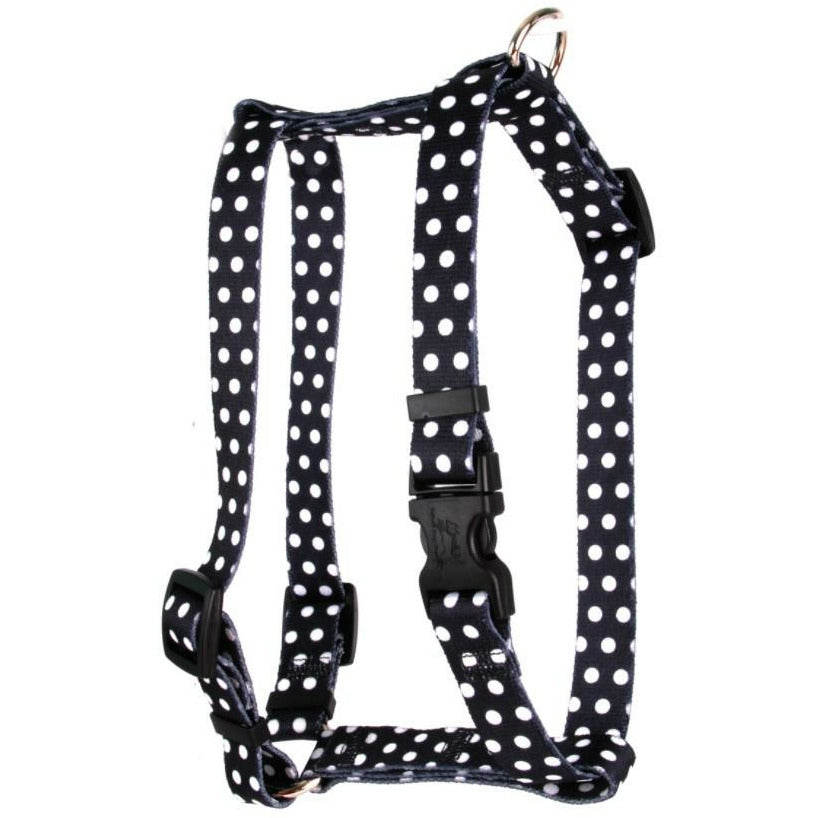 Yellow Dog Design - Roman Dog Harness, Black &amp; White Polka Dot