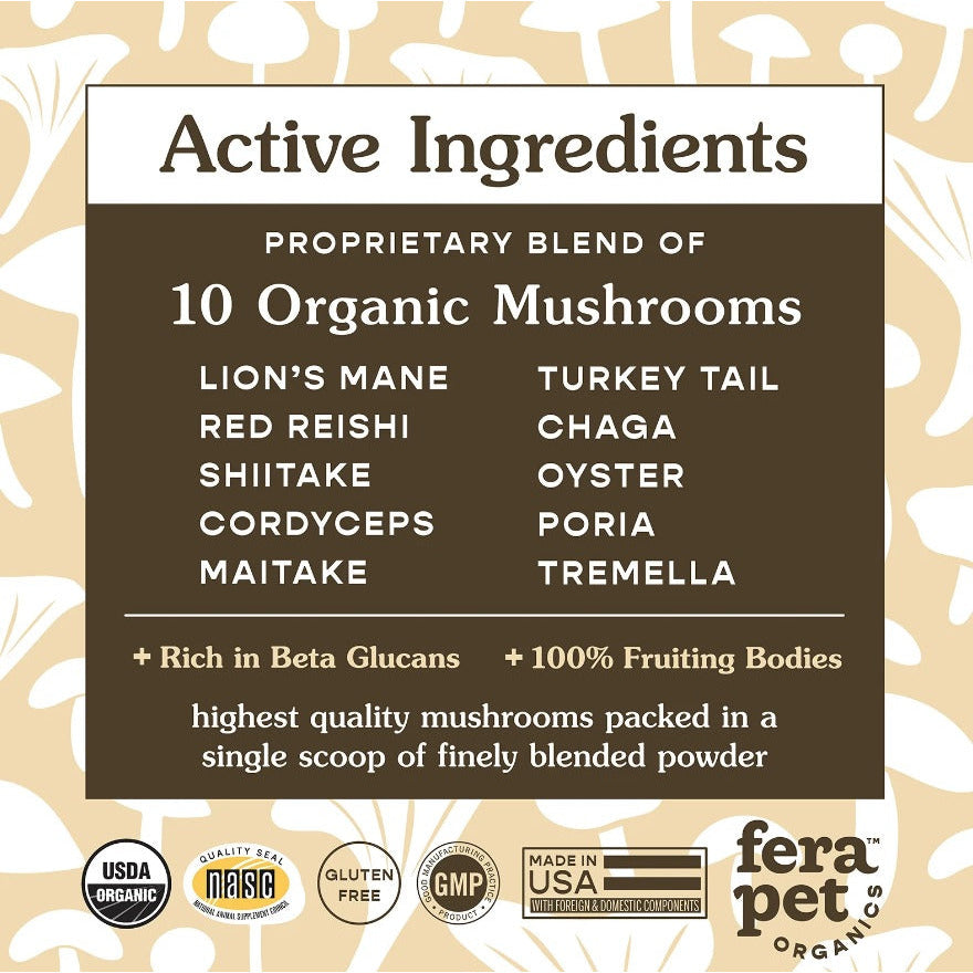 Fera Pet Organics - USDA Organic Mushroom Blend for Immune Support