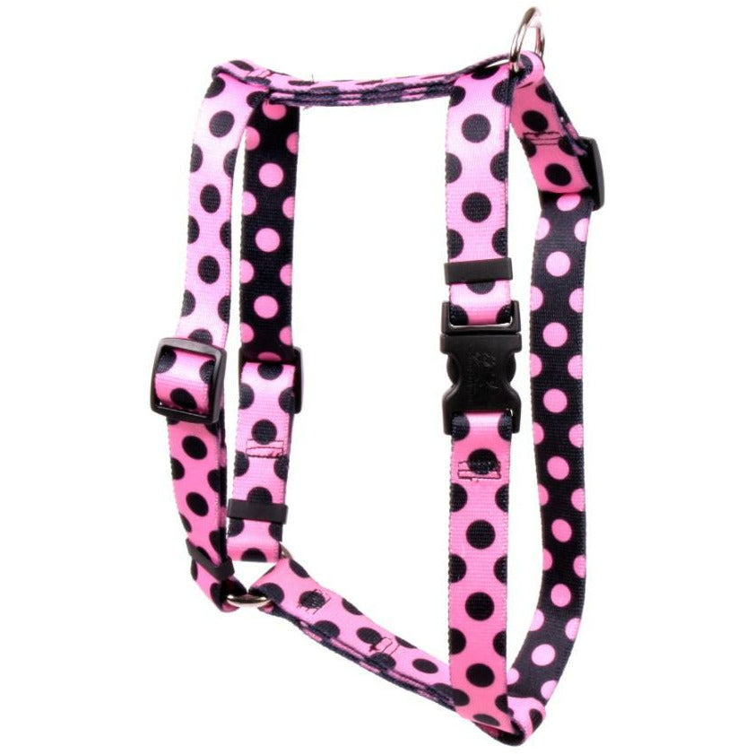 Yellow Dog Design - Roman Dog Harness, Pink &amp; Black Polka Dot