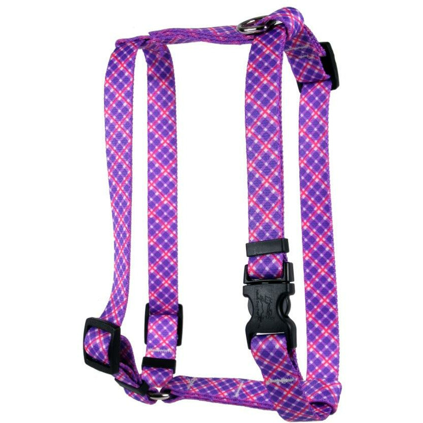 Yellow Dog Design - Roman Dog Harness, Purple &amp; Pink Plaid