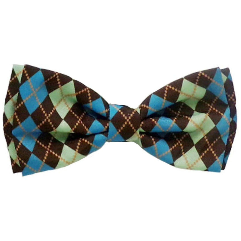 Huxley &amp; Kent - Teal Argyle Bow Tie